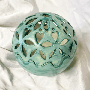 Keramik Windlicht Kugel türkis